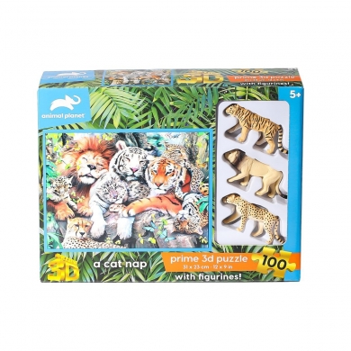 PRM 15544 Prime 3D Vahşi Kediler Figür Set 100 Parça Puzzle -Necotoys