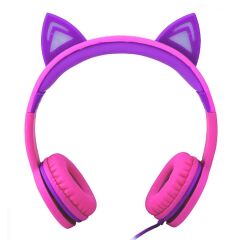 S00091067 -SUN-GLE-ECH-KULAKLIK KABLOLU KEDİ ŞKL.IŞIKLI PEMBE-MOR