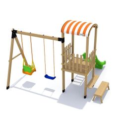 Ahşap Çocuk Parkı S5703 Kırmızı
