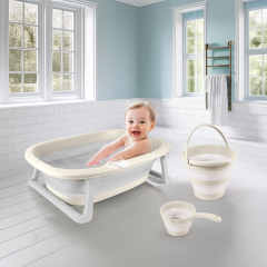 7273 KATLANABİLİR ÜÇLÜ BEBEK BANYO SETİ STONE GRİ
