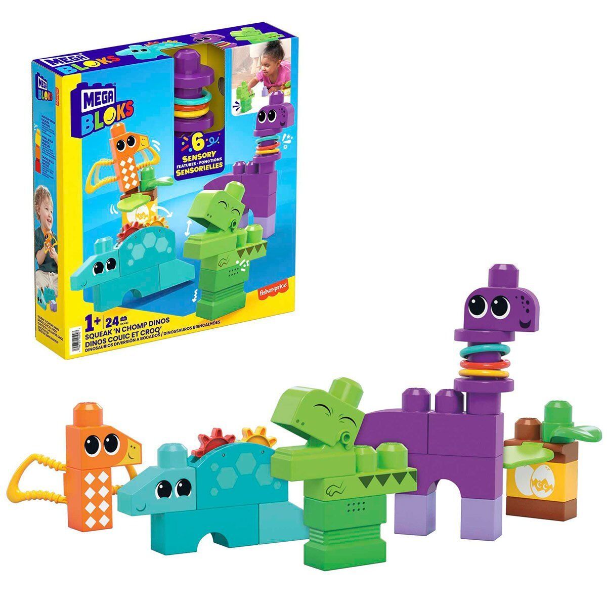 HKN43 Mega Bloks Sesli ve Hareketli Dinozorlar 24 parça +1 yaş