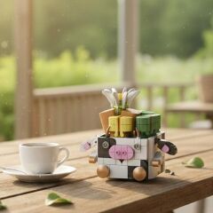 P655012 PANLOS HAYVAN SAKSILARI BUKET SETLERİ İNEK 341 PARÇA BLOCK OYUNCAK