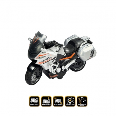 MY66-M2241 Çek Bırak Sesli ve Işıklı 1:10 Die-Cast Clasic Güvenlik Motosiklet