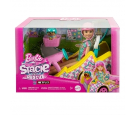 HRM08 Barbie Stacie Go-Kart Yapıyor Oyun Seti - Barbie and Stacie To The Rescue