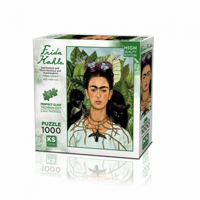 20665 Diken Kolye ve Sinek Kuşlu Kendi Portresi Frida Kahlo 1000 Parça Puzzle