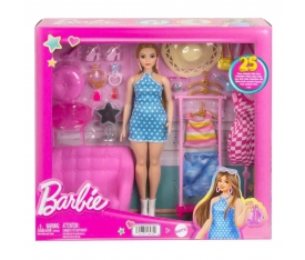 HPL78 Barbie\'nin Kıyafet ve Aksesuar Askısı Oyun Seti