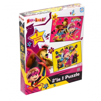 MS7579 Laço Kids Maşa ile Koca Ayı 2 Puzzle 1 Kutuda / 35+60 Parça Puzzle
