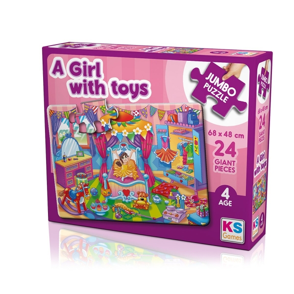 JP 31010 Ks, A Girl With Toys Jumbo Puzzle 24 Parça
