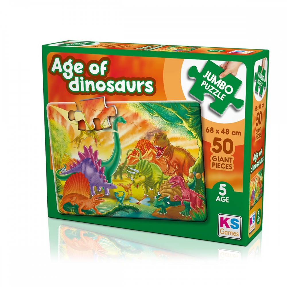 JP 31012 Ks, The Age Of Dinosaurs Jumbo Puzzle 50 Parça