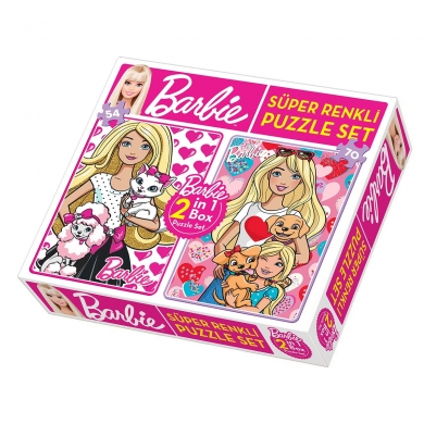 1542 DıyToy Süper Renkli 2si1 arada Puzzle Set - Barbie / 54+70 Parça Puzzle