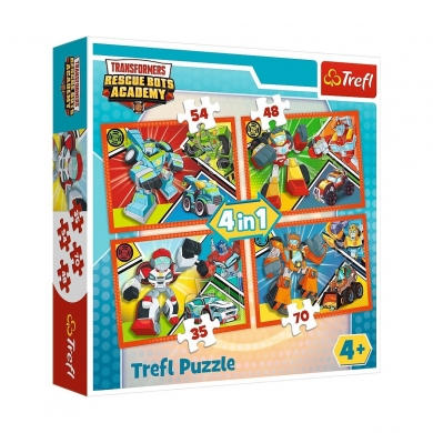 34313 Trefl Puzzle Transformers Academy 4\'lü 35+48+54+70 Parça Puzzle