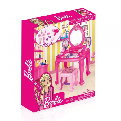 1609 Dolu Barbie Ayaklı Makyaj Masası ve Sandalye Seti