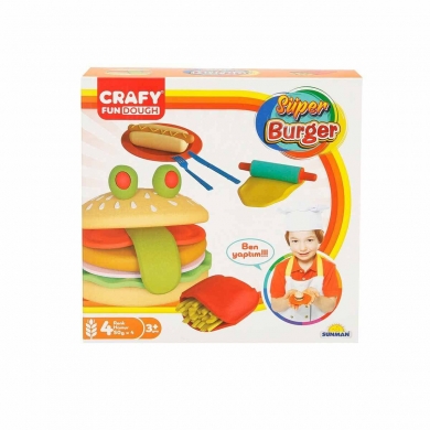 1002015 Crafy Süper Burger Oyun Hamuru Seti 200 gr. 12 Parça